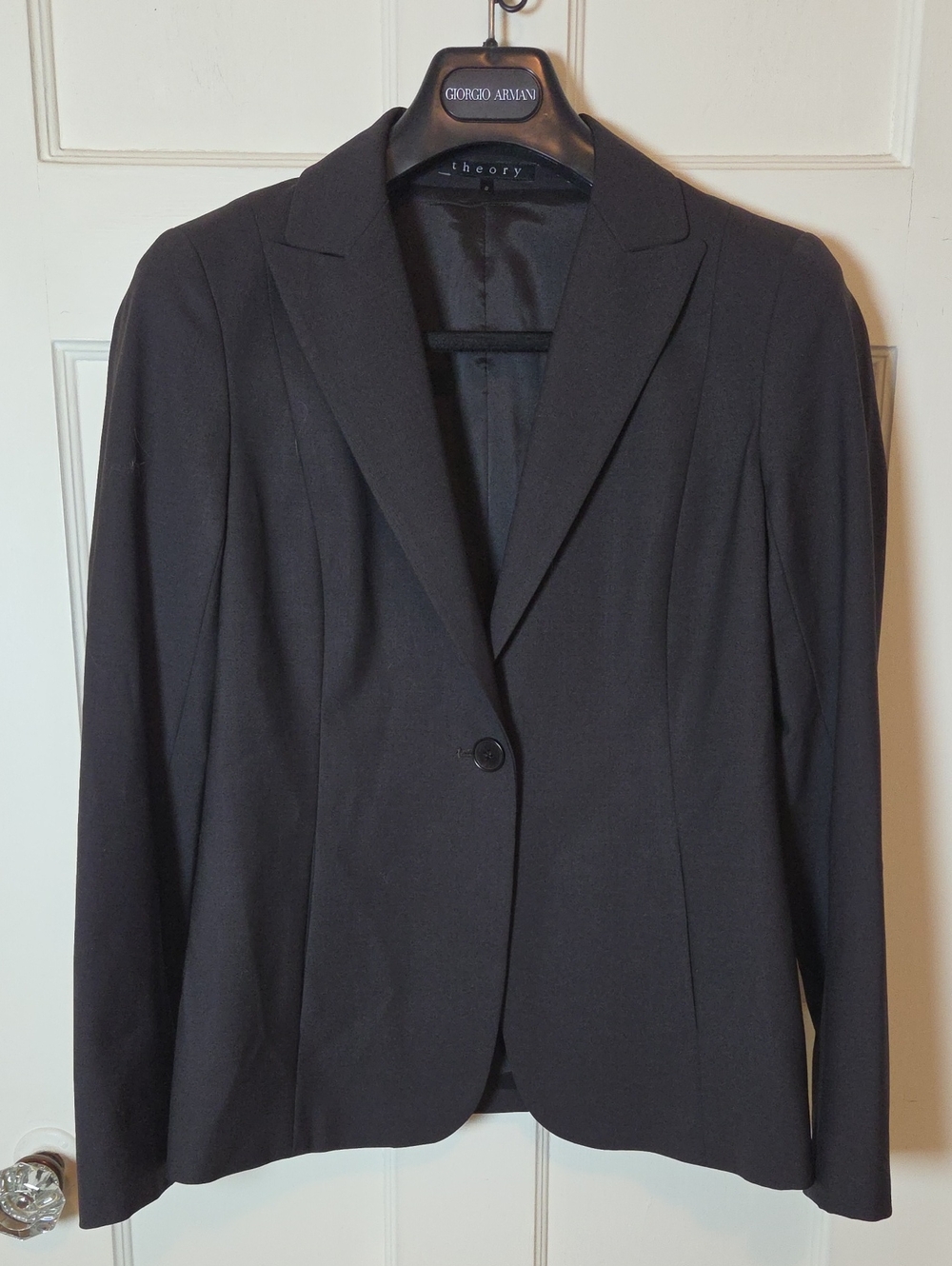 Theory Women's Dark Single-Button Blazer Wool Blend In Bittersweet Size 8